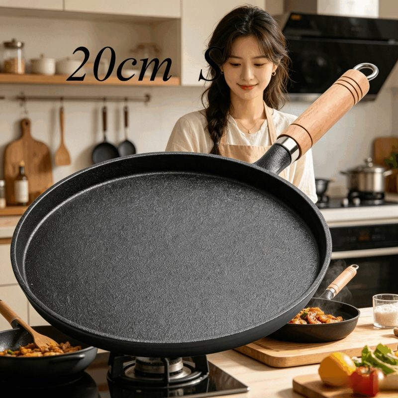 Egg Waffle Pan - Patelnia żeliwna 20 cm z drewnianą